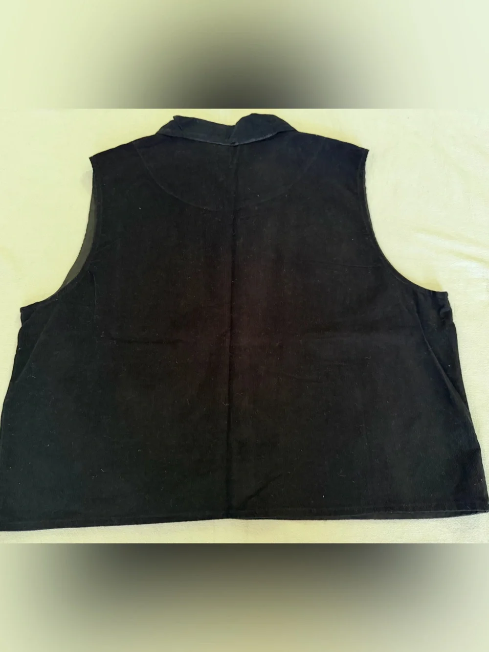 Vintage Black Corduroy Halloween Vest with Embroidered Patchwork Women’s XXL NWT
